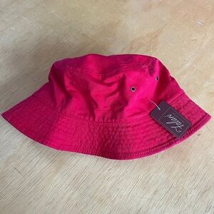 Red bucket hat